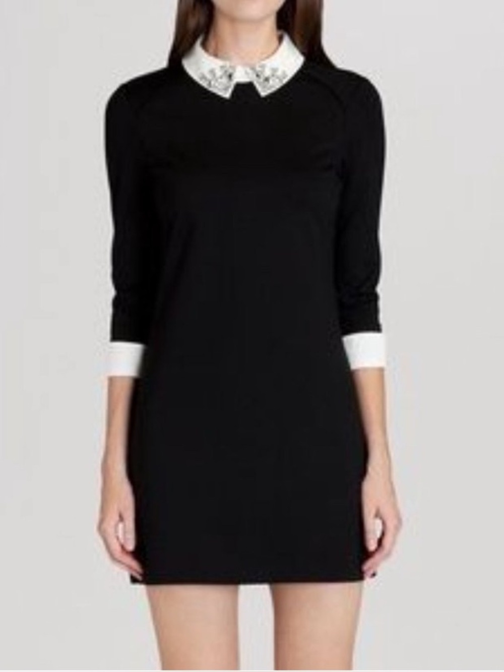 Ted Baker Moona Darted Dress with Rhinestone Peter Pan Collar